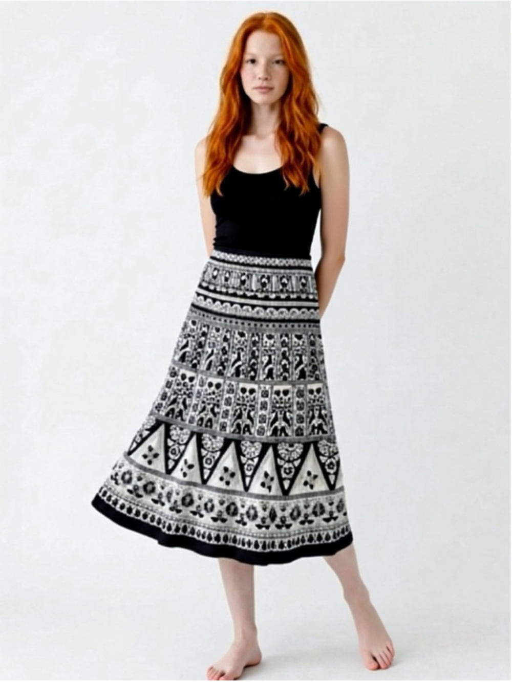 Magic Brand Black & White Patterned Maxi Skirt